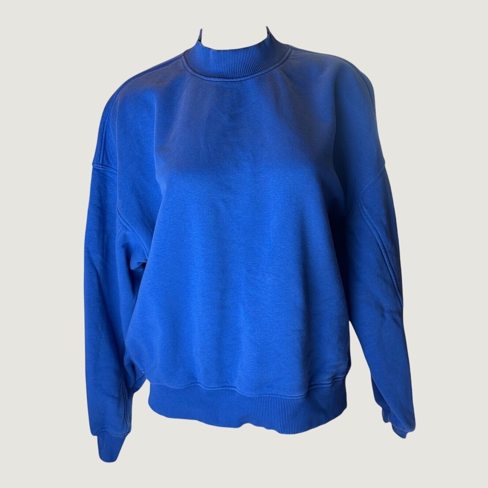 Dr Denim Memphis Sweatshirt Ink Blue Oversized Mock Neck Pullover Washed Blue S